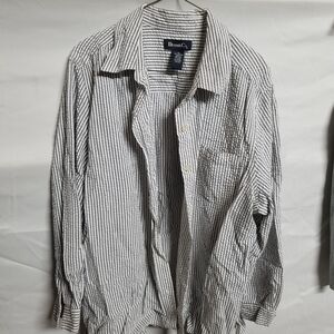 Denim&Co Black and White Striped Shirt Jacket